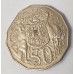 AUSTRALIA 1980 . FIFTY 50 CENTS COIN . ERROR . CLIPPED OR BITTEN EDGE